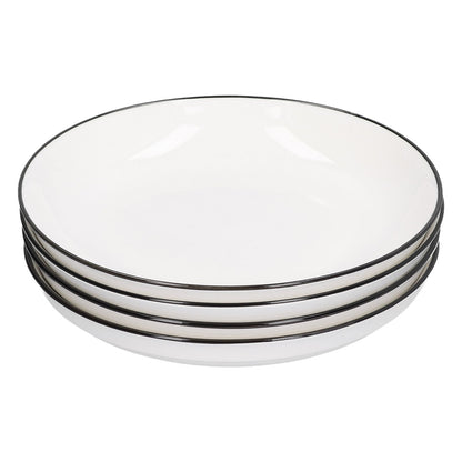 4Pcs Ceramic Dinner Plates Set Black Line Tableware 8 Inch Round Plate for Salads Steak Plate V1294-YM0523-3118210320911