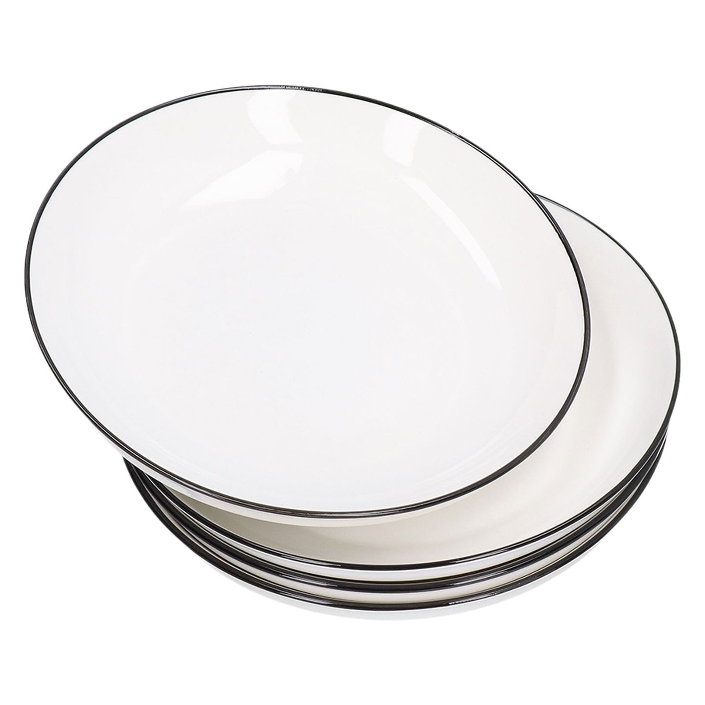 4Pcs Ceramic Dinner Plates Set Black Line Tableware 8 Inch Round Plate for Salads Steak Plate V1294-YM0523-3118210320911