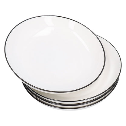 4Pcs Ceramic Dinner Plates Set Black Line Tableware 8 Inch Round Plate for Salads Steak Plate V1294-YM0523-3118210320911