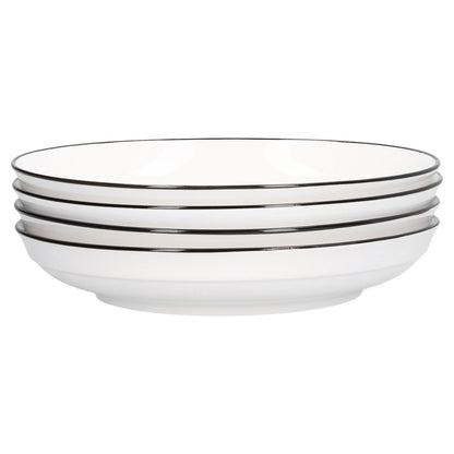 4Pcs Ceramic Dinner Plates Set Black Line Tableware 8 Inch Round Plate for Salads Steak Plate V1294-YM0523-3118210320911