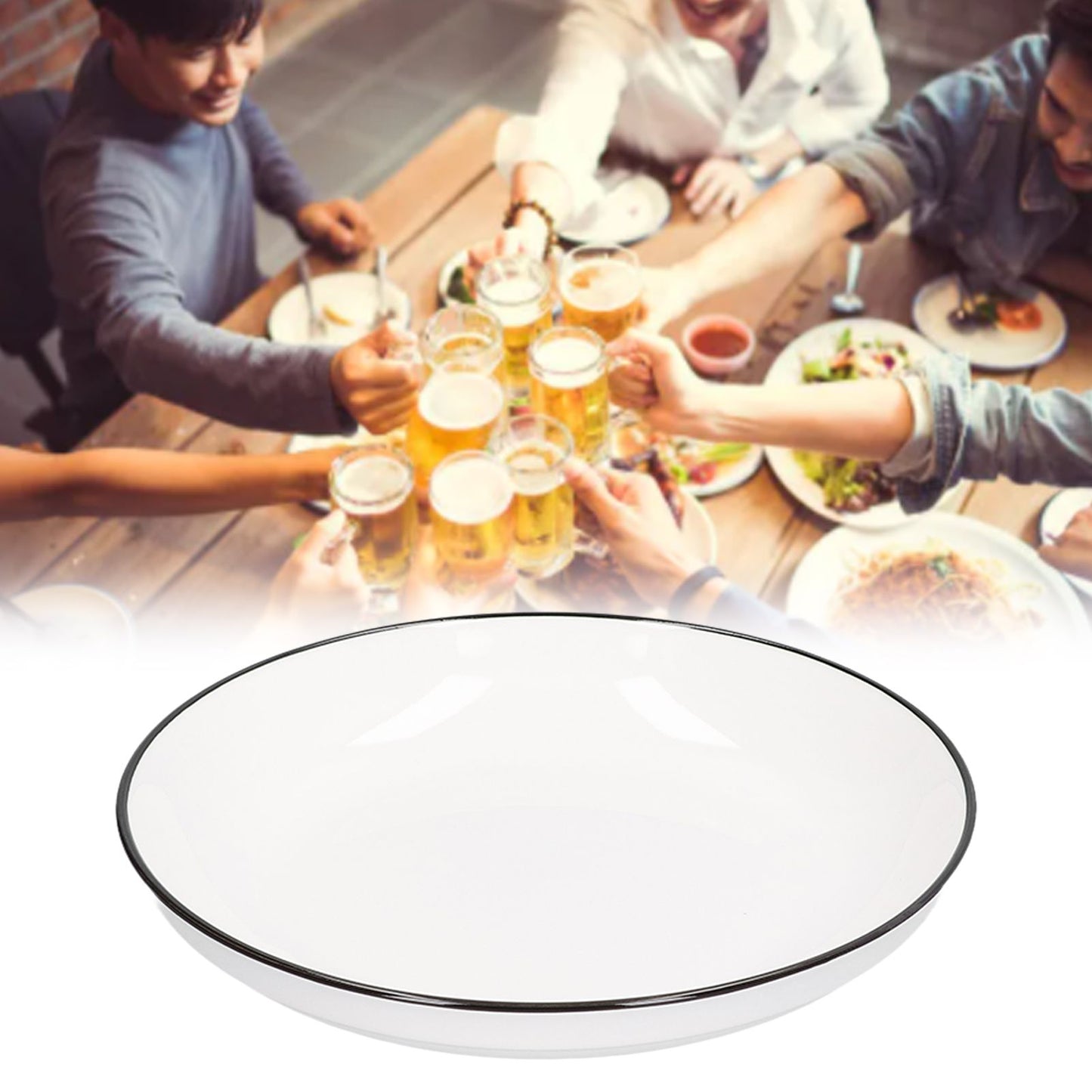 4Pcs Ceramic Dinner Plates Set Black Line Tableware 8 Inch Round Plate for Salads Steak Plate V1294-YM0523-3118210320911