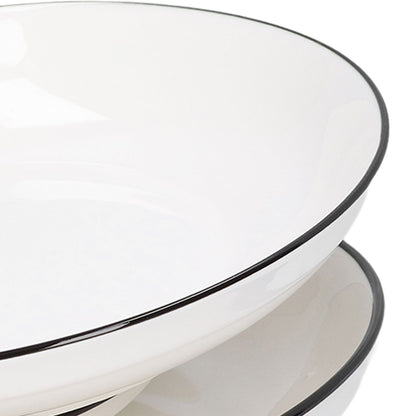 4Pcs Ceramic Dinner Plates Set Black Line Tableware 8 Inch Round Plate for Salads Steak Plate V1294-YM0523-3118210320911