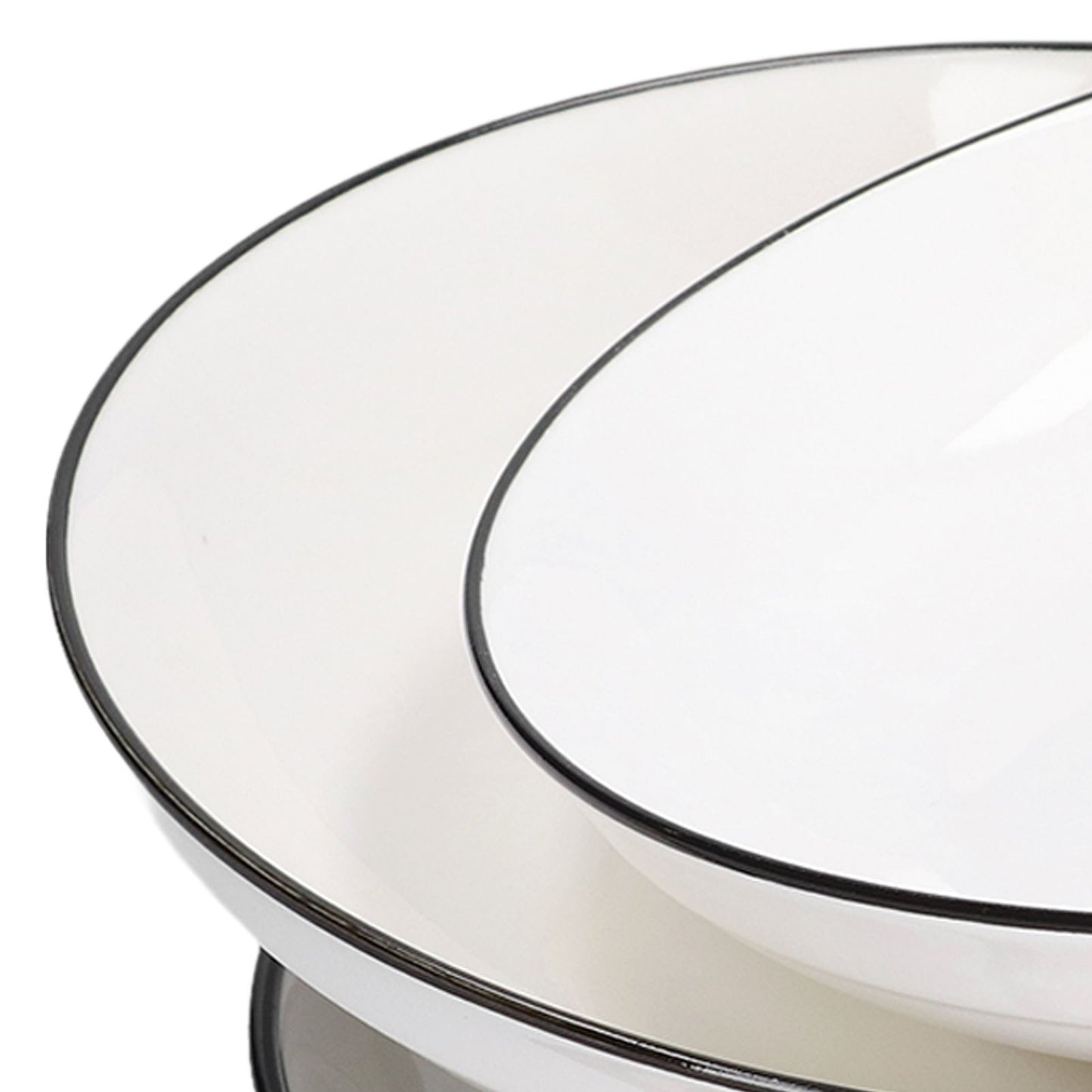 4Pcs Ceramic Dinner Plates Set Black Line Tableware 8 Inch Round Plate for Salads Steak Plate V1294-YM0523-3118210320911