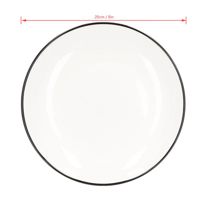 4Pcs Ceramic Dinner Plates Set Black Line Tableware 8 Inch Round Plate for Salads Steak Plate V1294-YM0523-3118210320911