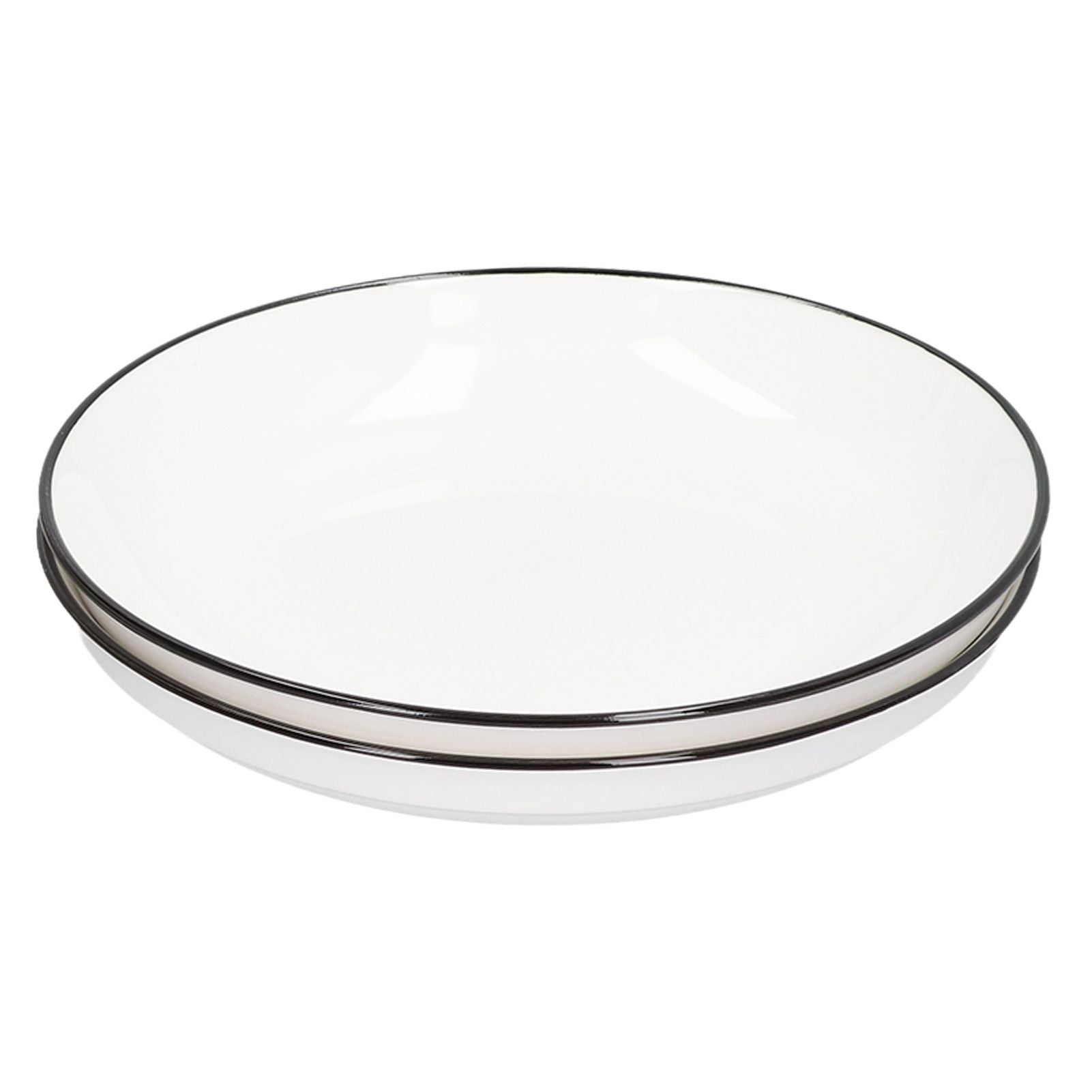4Pcs Ceramic Dinner Plates Set Black Line Tableware 8 Inch Round Plate for Salads Steak Plate V1294-YM0523-3118210320911