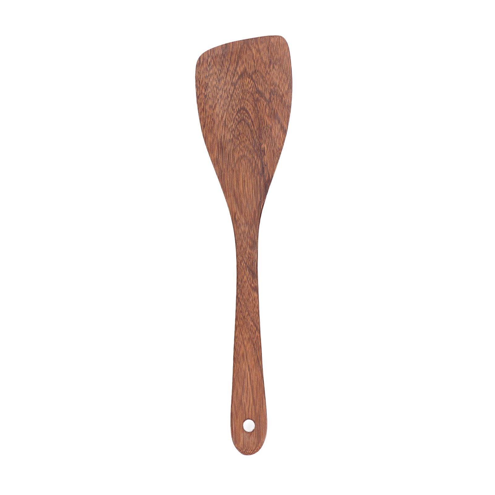 Natural Wood Long Handle Spatula Frying Spatula Round Hole Wall Mounted Kitchen UtensilOblique Spatula V1294-YM0523-3118210324811