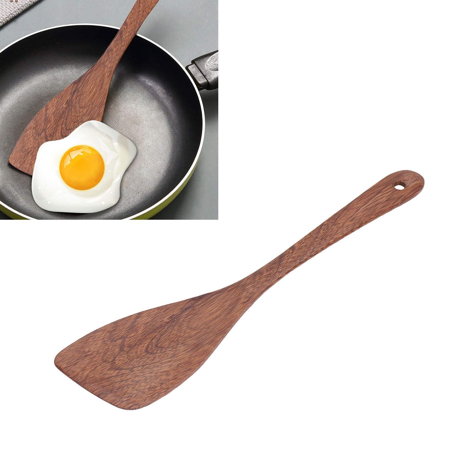 Natural Wood Long Handle Spatula Frying Spatula Round Hole Wall Mounted Kitchen UtensilOblique Spatula V1294-YM0523-3118210324811