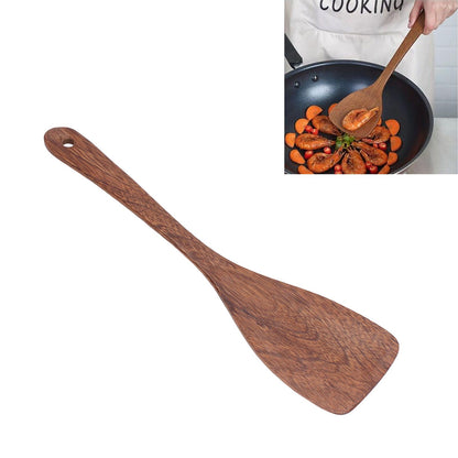 Natural Wood Long Handle Spatula Frying Spatula Round Hole Wall Mounted Kitchen UtensilOblique Spatula V1294-YM0523-3118210324811