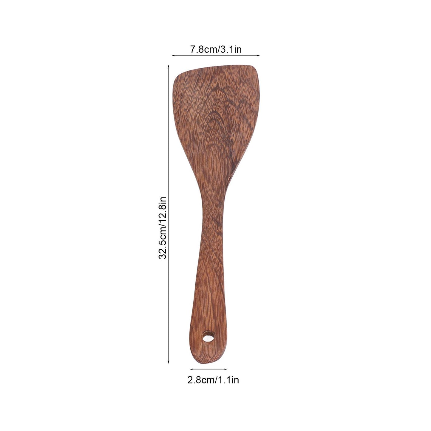 Natural Wood Long Handle Spatula Frying Spatula Round Hole Wall Mounted Kitchen UtensilOblique Spatula V1294-YM0523-3118210324811