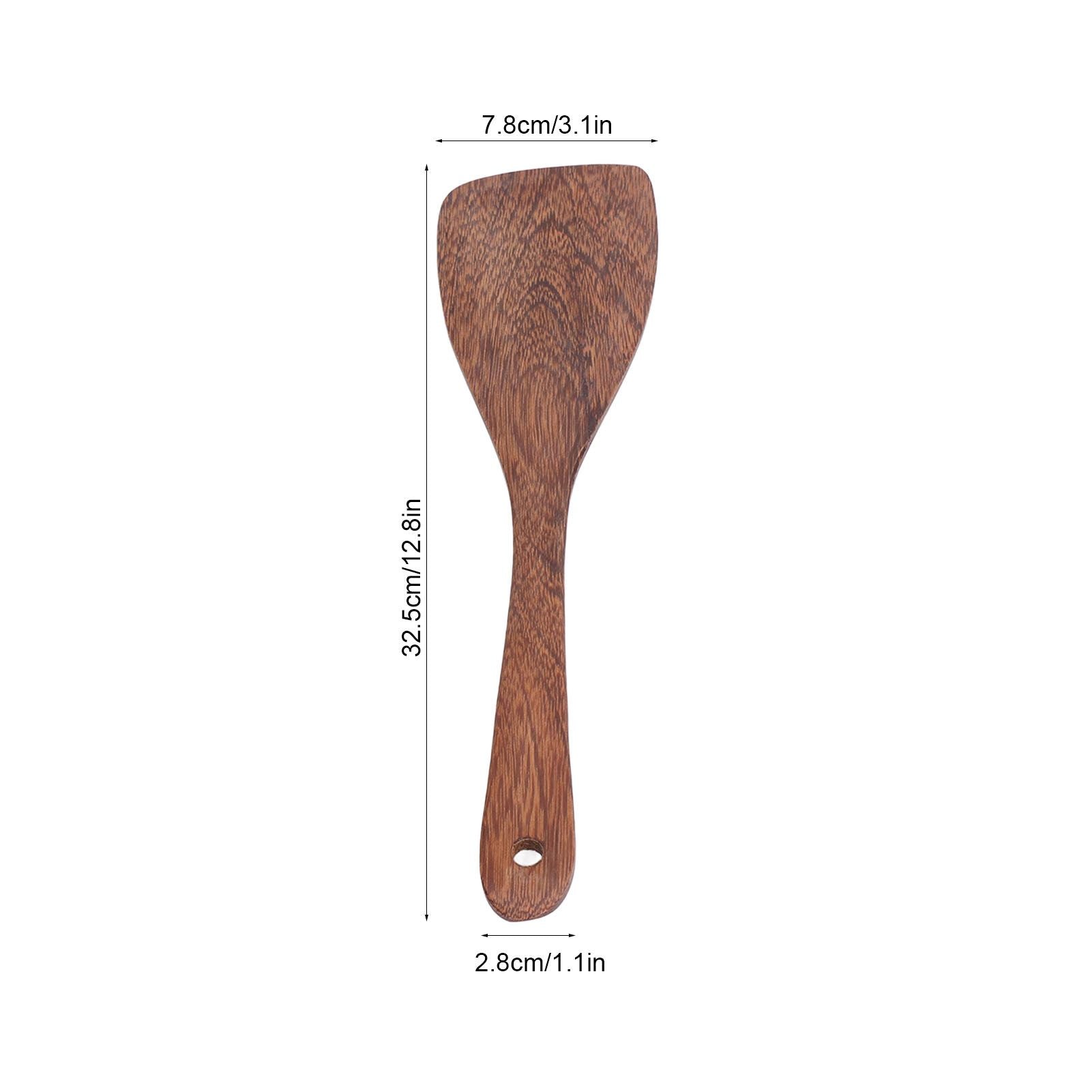 Natural Wood Long Handle Spatula Frying Spatula Round Hole Wall Mounted Kitchen UtensilOblique Spatula V1294-YM0523-3118210324811