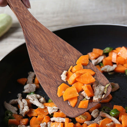 Natural Wood Long Handle Spatula Frying Spatula Round Hole Wall Mounted Kitchen UtensilOblique Spatula V1294-YM0523-3118210324811