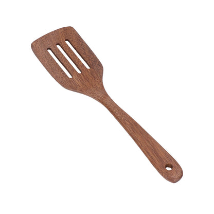 Natural Wood Long Handle Spatula Frying Spatula Round Hole Wall Mounted Kitchen UtensilLeak Spatula V1294-YM0523-3118210324812