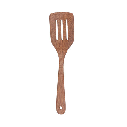 Natural Wood Long Handle Spatula Frying Spatula Round Hole Wall Mounted Kitchen UtensilLeak Spatula V1294-YM0523-3118210324812