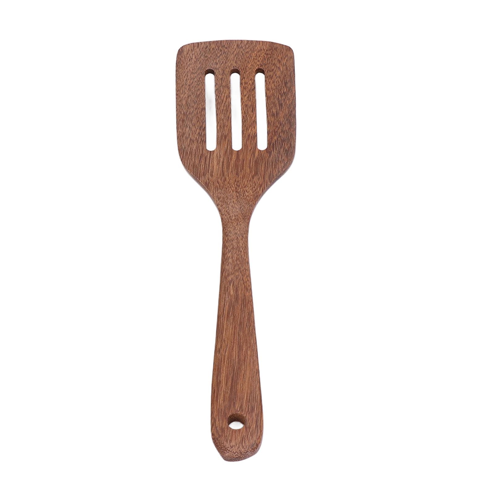 Natural Wood Long Handle Spatula Frying Spatula Round Hole Wall Mounted Kitchen UtensilLeak Spatula V1294-YM0523-3118210324812