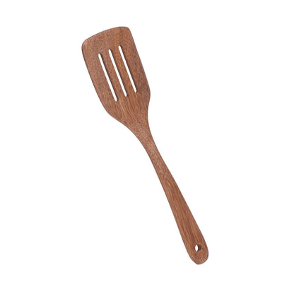 Natural Wood Long Handle Spatula Frying Spatula Round Hole Wall Mounted Kitchen UtensilLeak Spatula V1294-YM0523-3118210324812