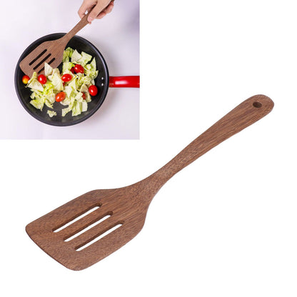 Natural Wood Long Handle Spatula Frying Spatula Round Hole Wall Mounted Kitchen UtensilLeak Spatula V1294-YM0523-3118210324812