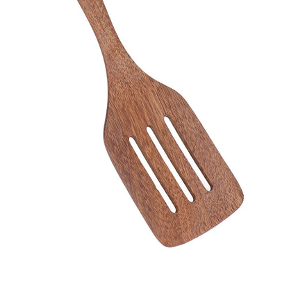 Natural Wood Long Handle Spatula Frying Spatula Round Hole Wall Mounted Kitchen UtensilLeak Spatula V1294-YM0523-3118210324812