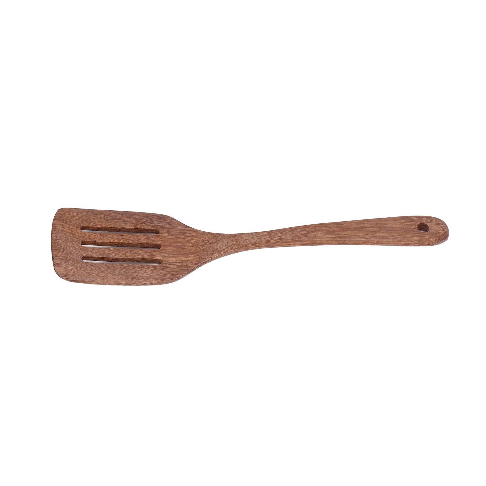 Natural Wood Long Handle Spatula Frying Spatula Round Hole Wall Mounted Kitchen UtensilLeak Spatula V1294-YM0523-3118210324812