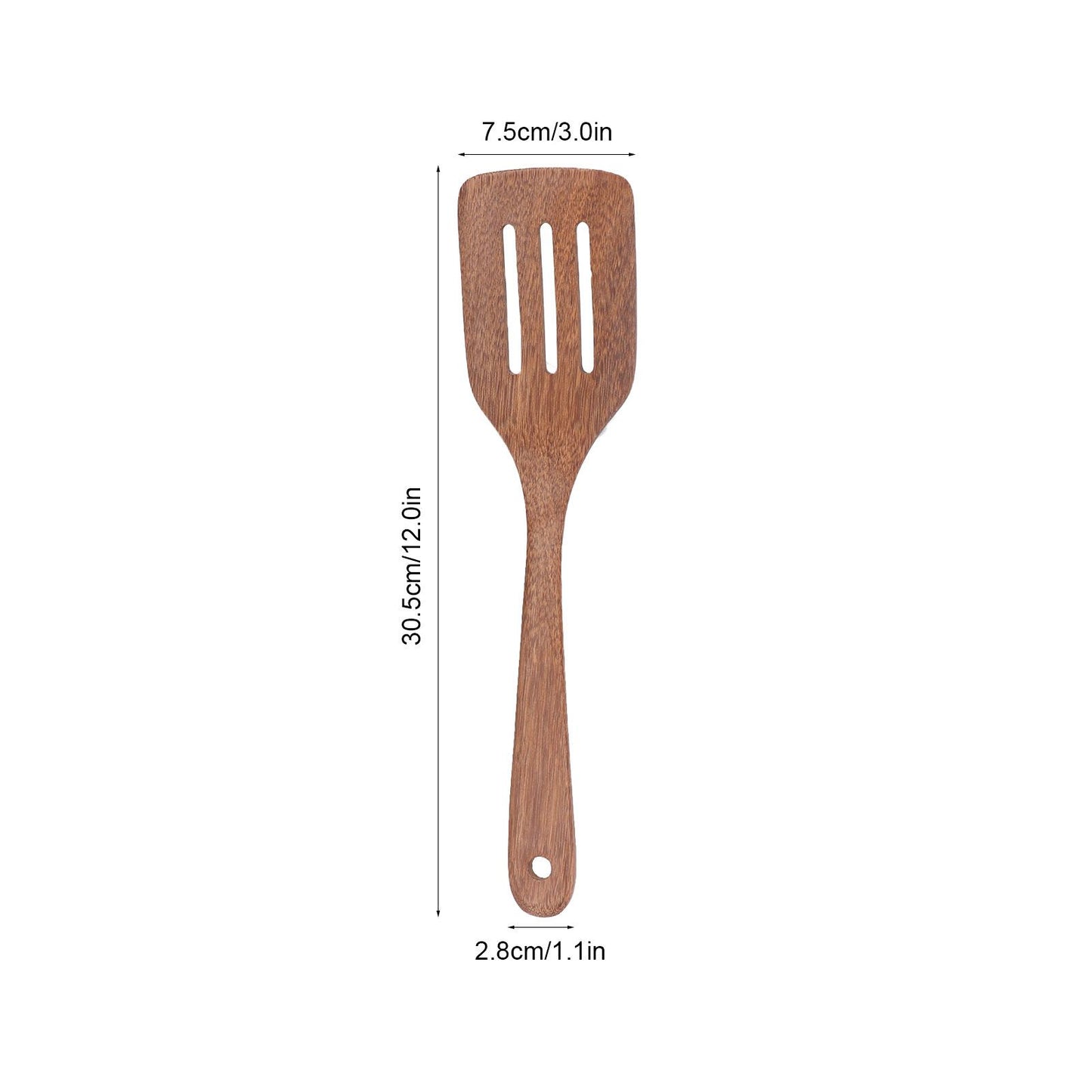 Natural Wood Long Handle Spatula Frying Spatula Round Hole Wall Mounted Kitchen UtensilLeak Spatula V1294-YM0523-3118210324812