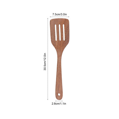 Natural Wood Long Handle Spatula Frying Spatula Round Hole Wall Mounted Kitchen UtensilLeak Spatula V1294-YM0523-3118210324812