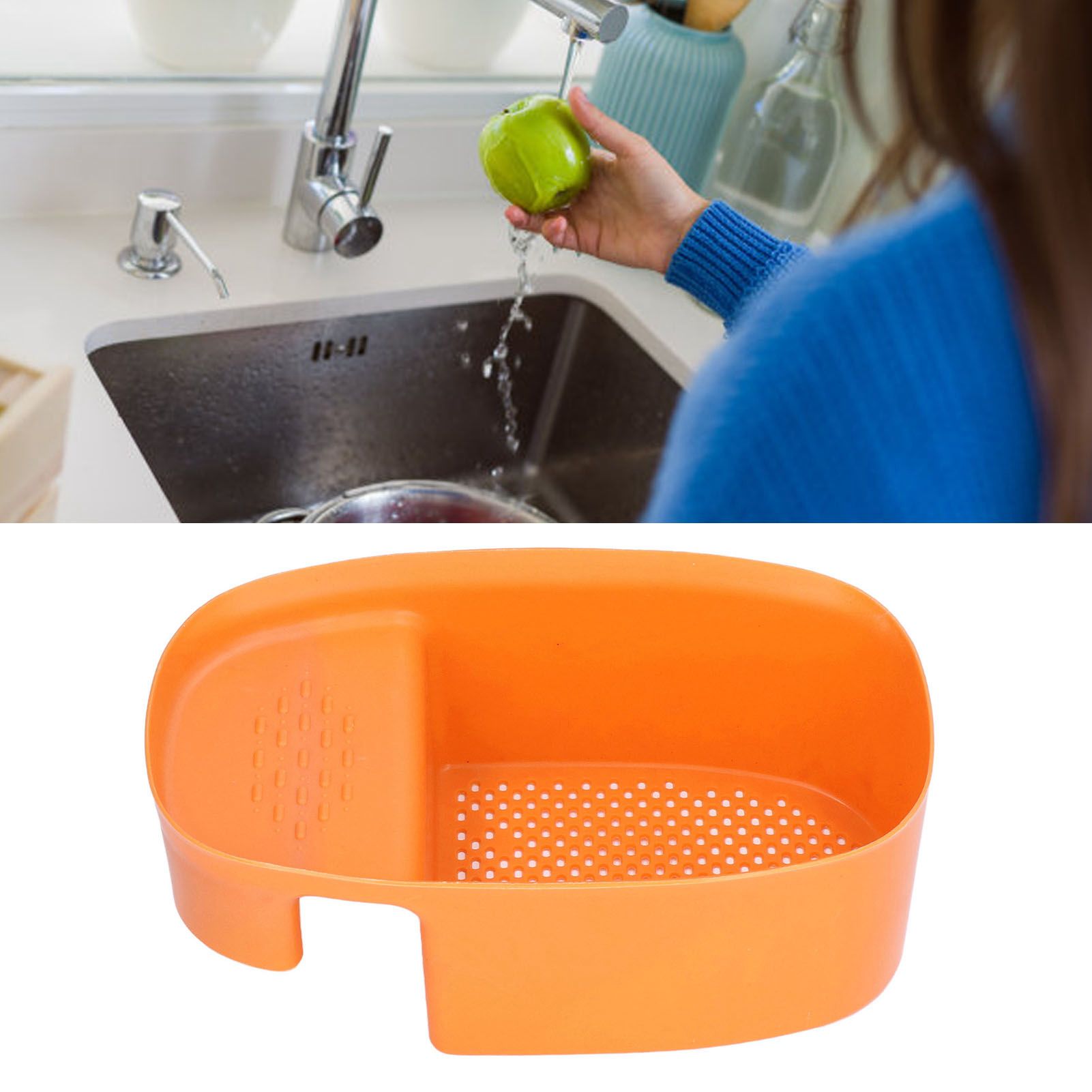 Sink Drain Basket Household Saddle Shaped Mesh Strainer for Kitchen Waste Vegetable FruitsOrange V1294-YM0523-3118220000311