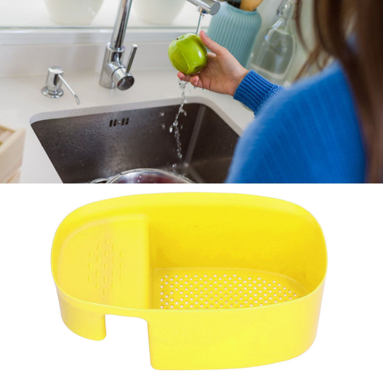 Sink Drain Basket Household Saddle Shaped Mesh Strainer for Kitchen Waste Vegetable FruitsYellow V1294-YM0523-3118220000312