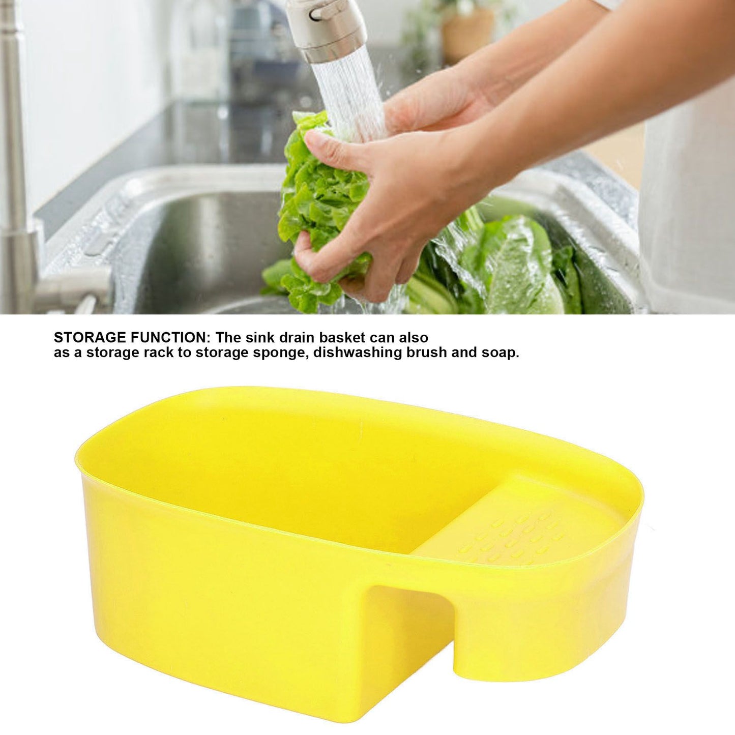 Sink Drain Basket Household Saddle Shaped Mesh Strainer for Kitchen Waste Vegetable FruitsYellow V1294-YM0523-3118220000312