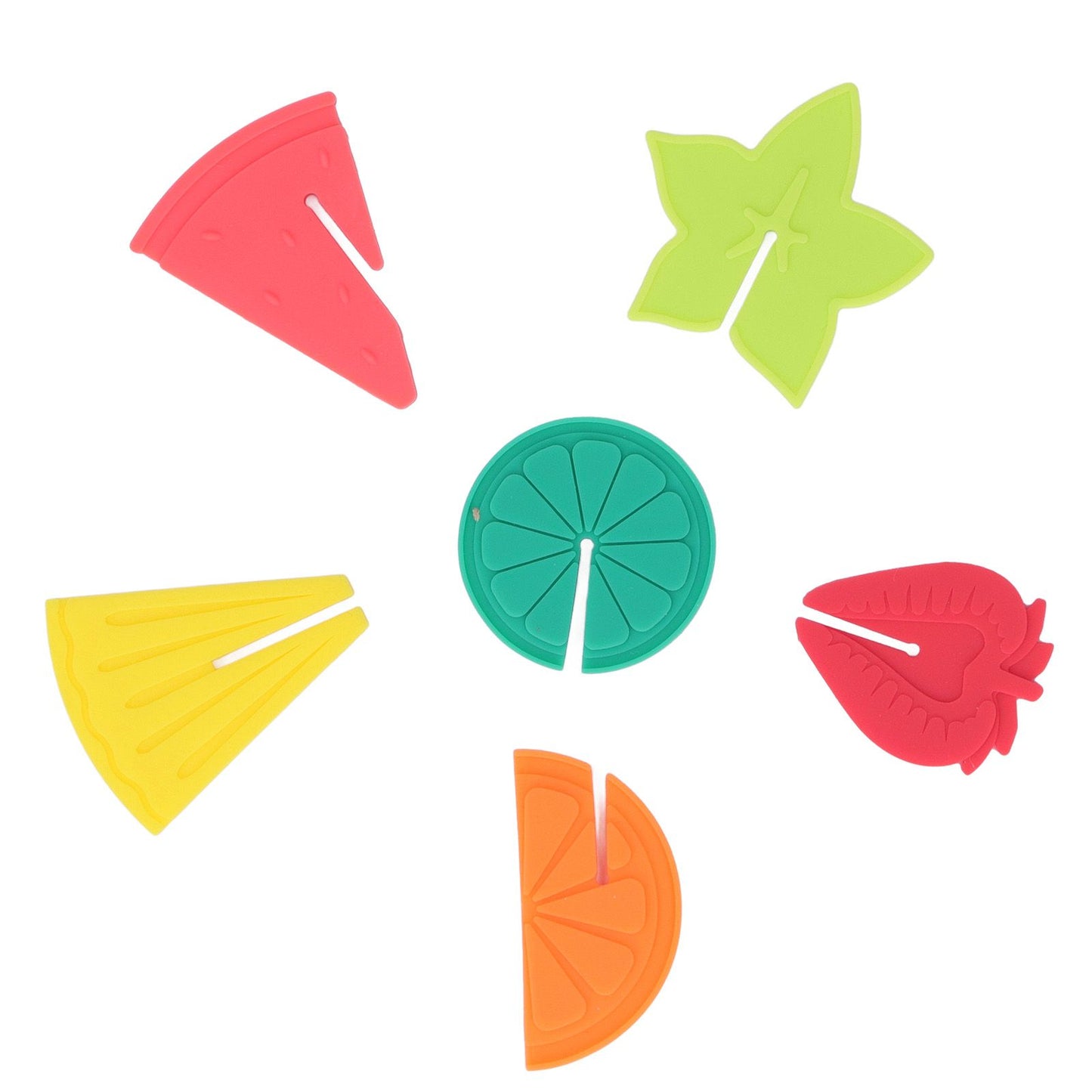 6pcs Wine Glass Marker Silicone Fruit Pattern Harmless Reusable Drink Cup Labels for Bar Party V1294-YM0523-3118220000611