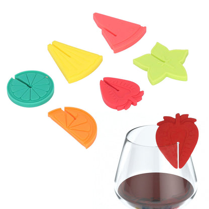 6pcs Wine Glass Marker Silicone Fruit Pattern Harmless Reusable Drink Cup Labels for Bar Party V1294-YM0523-3118220000611