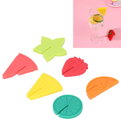 6pcs Wine Glass Marker Silicone Fruit Pattern Harmless Reusable Drink Cup Labels for Bar Party V1294-YM0523-3118220000611