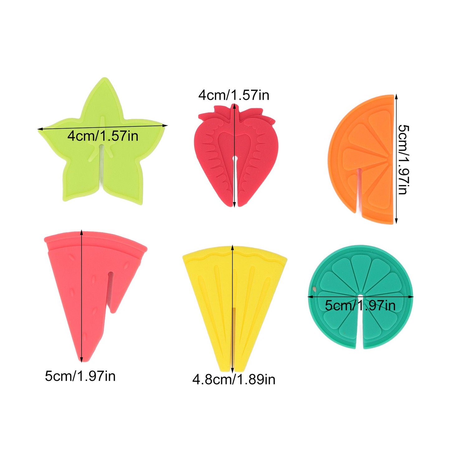 6pcs Wine Glass Marker Silicone Fruit Pattern Harmless Reusable Drink Cup Labels for Bar Party V1294-YM0523-3118220000611