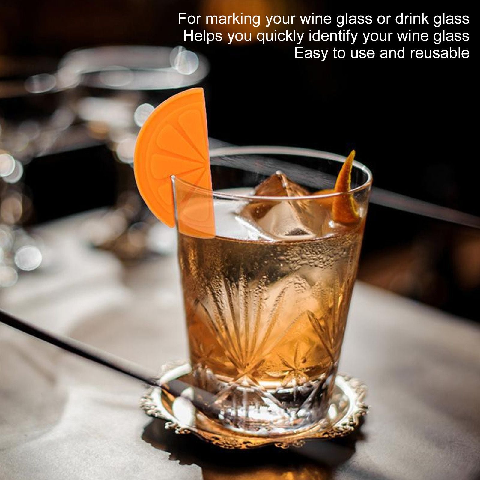 6pcs Wine Glass Marker Silicone Fruit Pattern Harmless Reusable Drink Cup Labels for Bar Party V1294-YM0523-3118220000611
