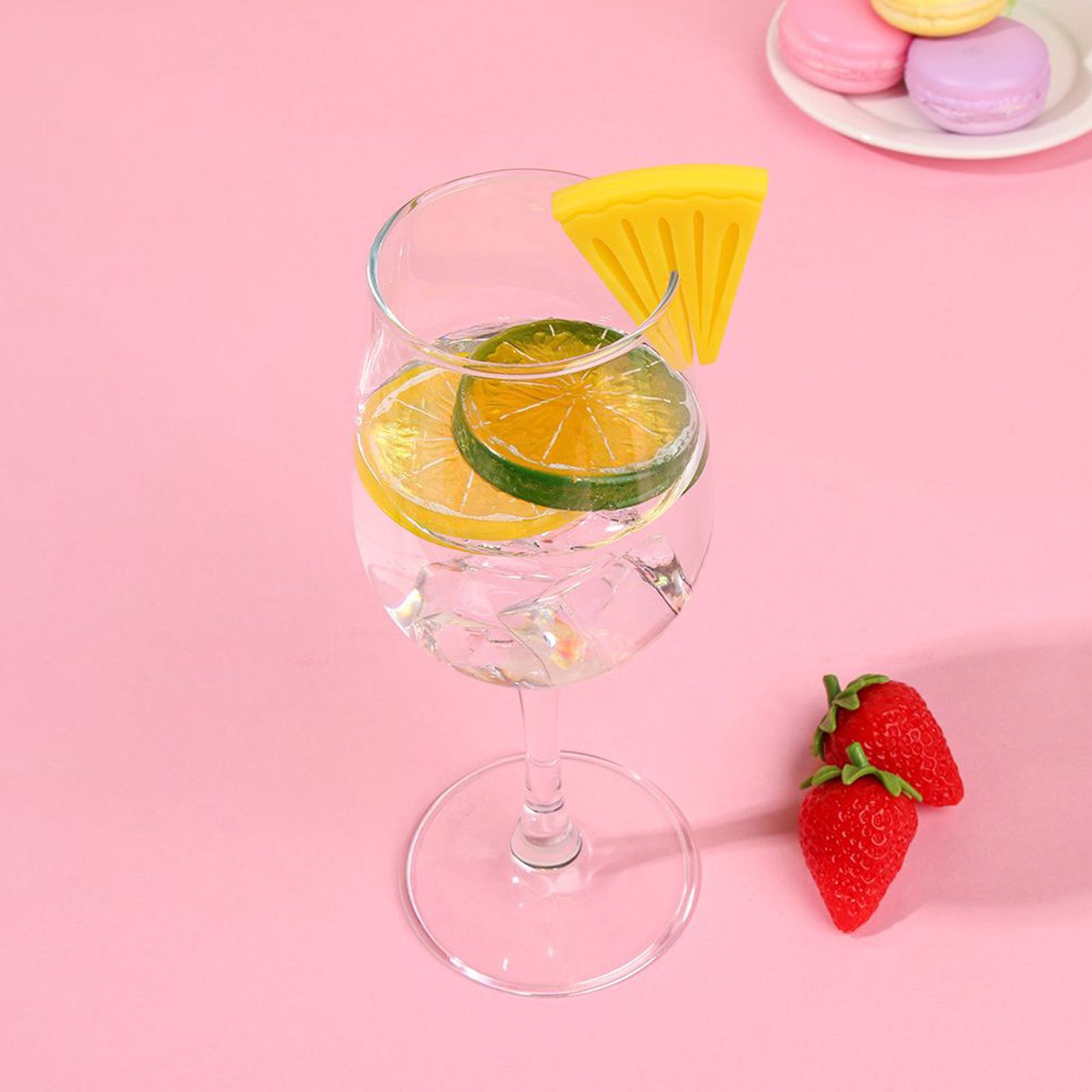 6pcs Wine Glass Marker Silicone Fruit Pattern Harmless Reusable Drink Cup Labels for Bar Party V1294-YM0523-3118220000611