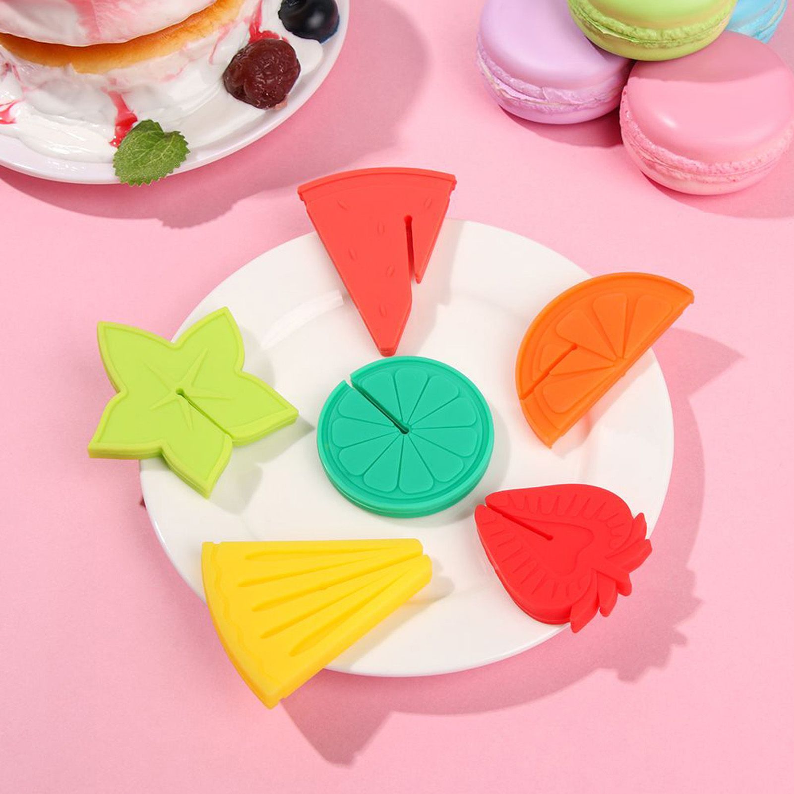6pcs Wine Glass Marker Silicone Fruit Pattern Harmless Reusable Drink Cup Labels for Bar Party V1294-YM0523-3118220000611