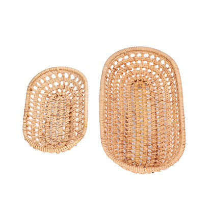 2pcs Bread Basket Handmade Rattan Storage Baskets for Bread Candy Biscuits Finger Food Fruit V1294-YM0523-3118220001111
