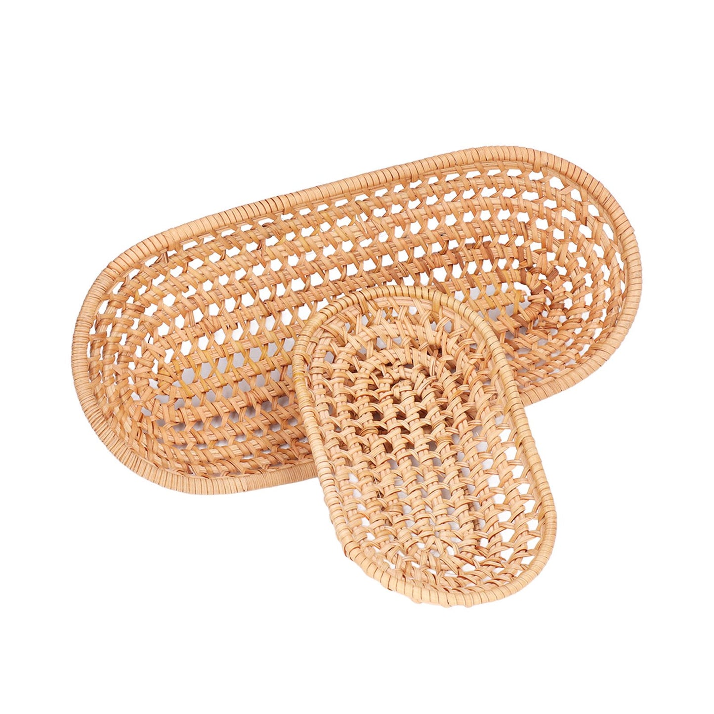2pcs Bread Basket Handmade Rattan Storage Baskets for Bread Candy Biscuits Finger Food Fruit V1294-YM0523-3118220001111
