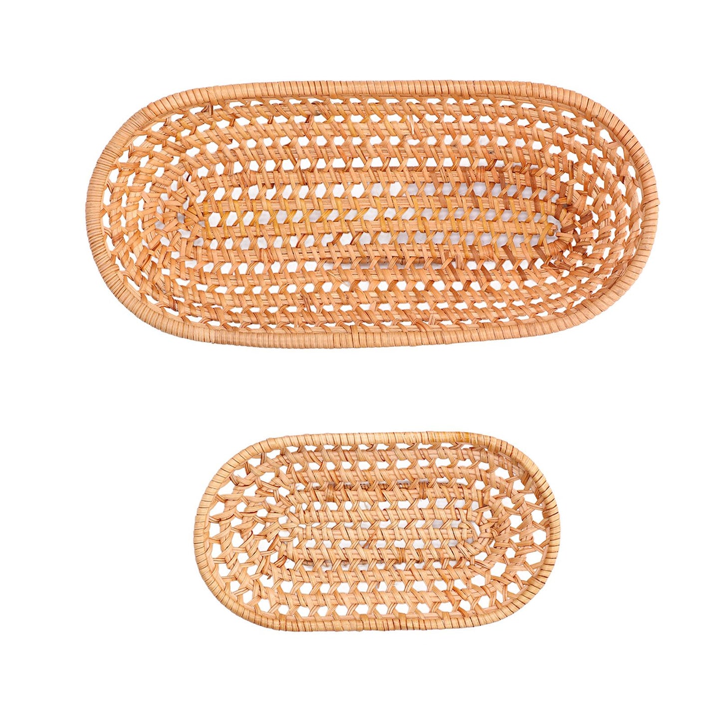 2pcs Bread Basket Handmade Rattan Storage Baskets for Bread Candy Biscuits Finger Food Fruit V1294-YM0523-3118220001111