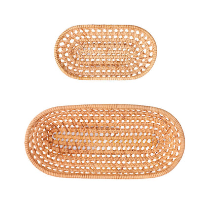 2pcs Bread Basket Handmade Rattan Storage Baskets for Bread Candy Biscuits Finger Food Fruit V1294-YM0523-3118220001111