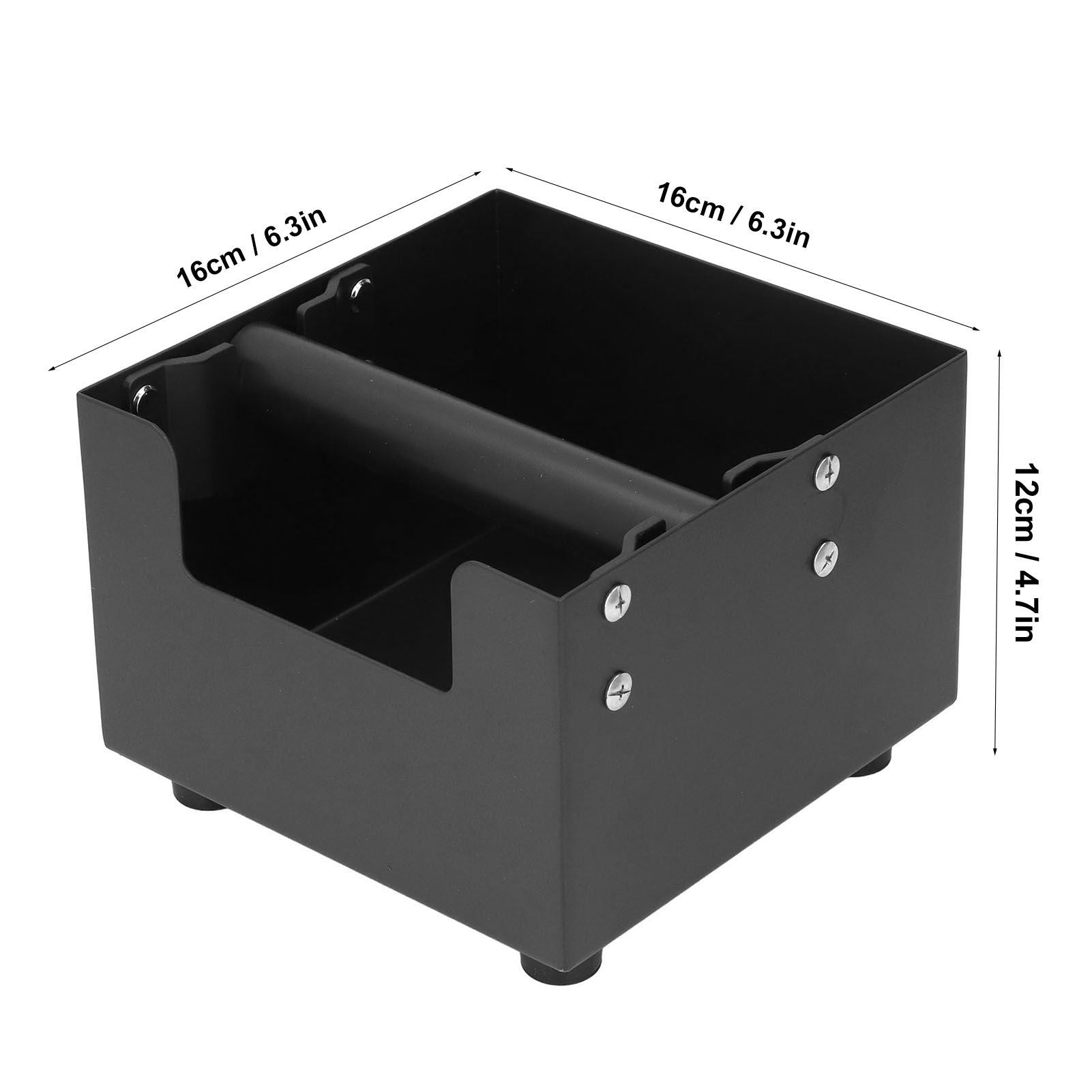 Coffee Knock Box Ground Waste Bin Container Stainless Steel Drawer Type Small Square Black V1294-YM0523-3118220001711