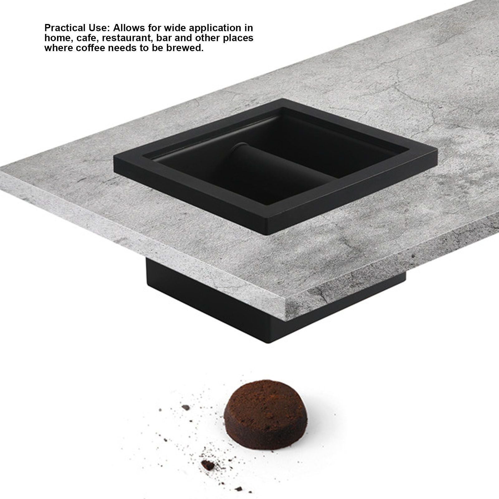Coffee Knock Box Grounds Disposal Bin Bottomless Embedded Flat Mouth Stainless Steel V1294-YM0523-3118220002411