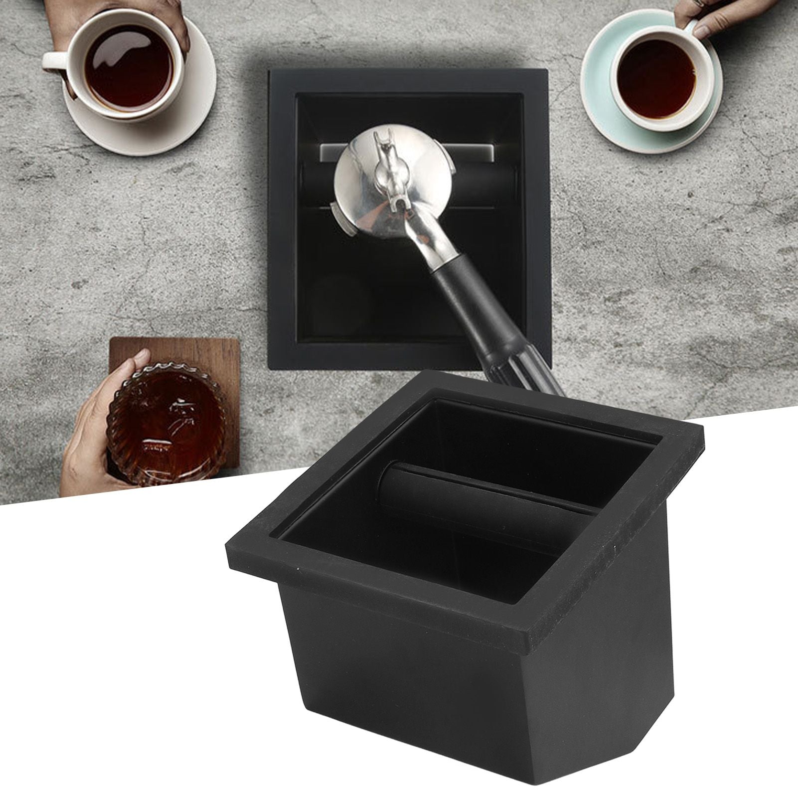 Coffee Knock Box Grounds Disposal Bin Bottomless Embedded Oblique Mouth Stainless Steel V1294-YM0523-3118220002711