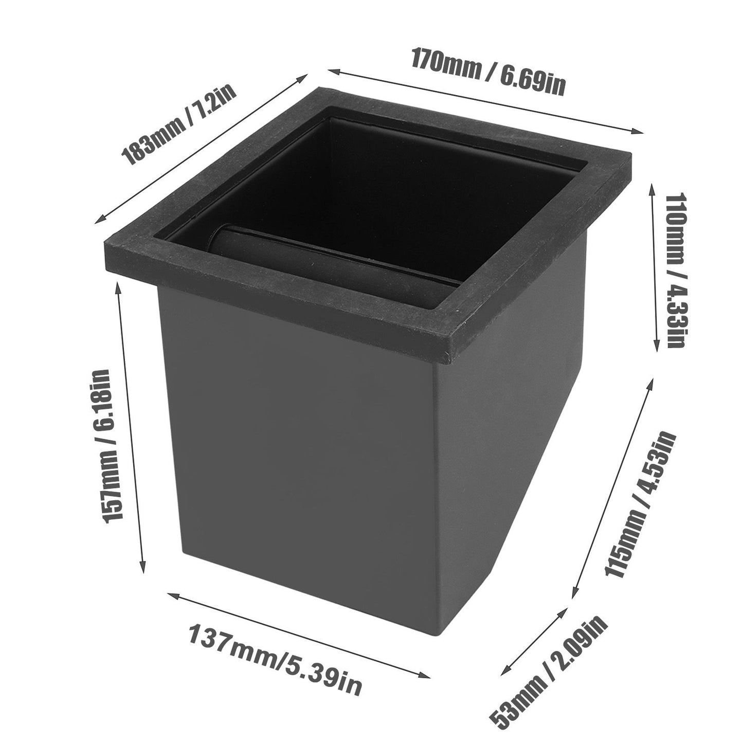 Coffee Knock Box Grounds Disposal Bin Bottomless Embedded Oblique Mouth Stainless Steel V1294-YM0523-3118220002711