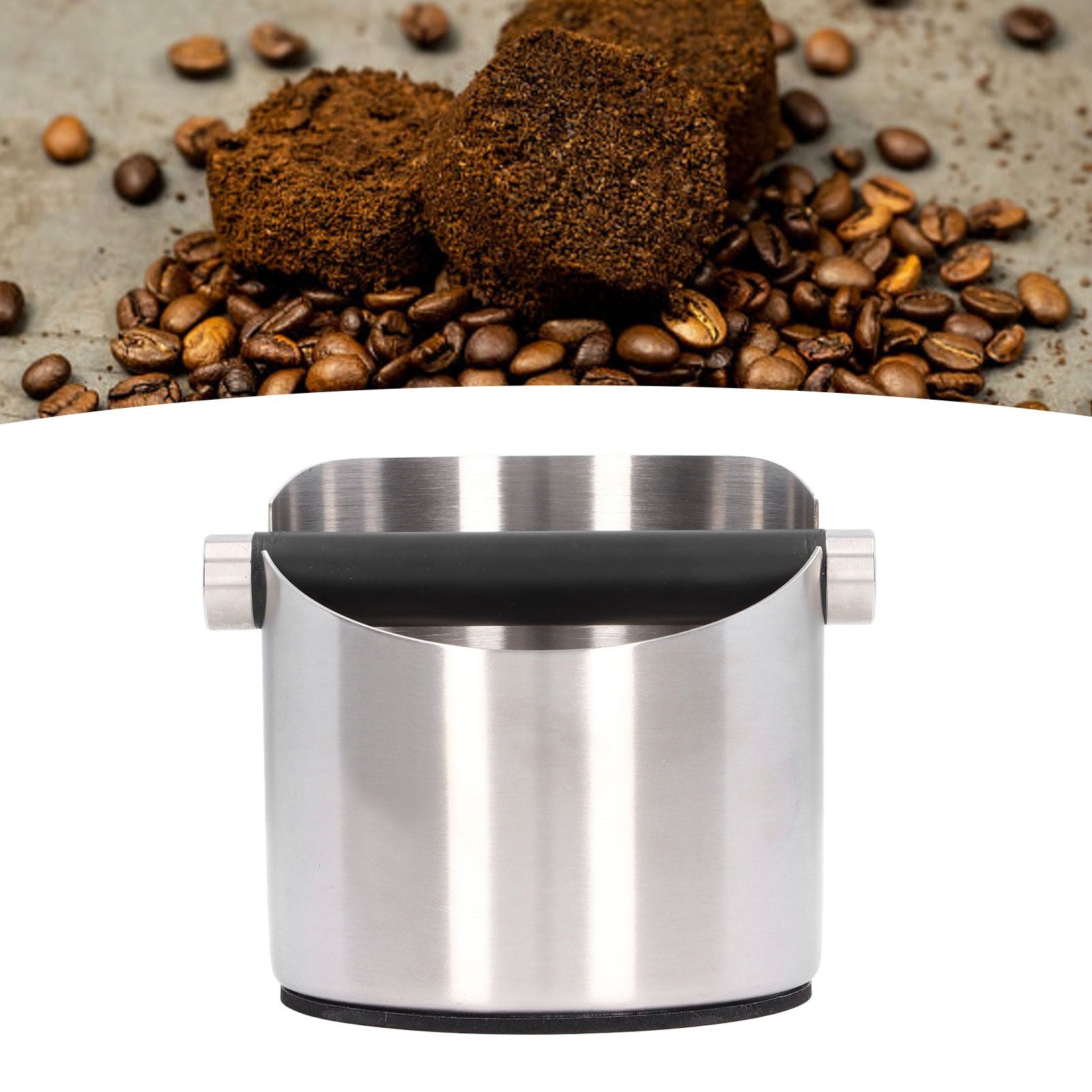 Coffee Grounds Bucket Stainless Steel Rubber Coffee Dump Bin for Home Restaurants BarsStainless Steel Small V1294-YM0523-3118220002811