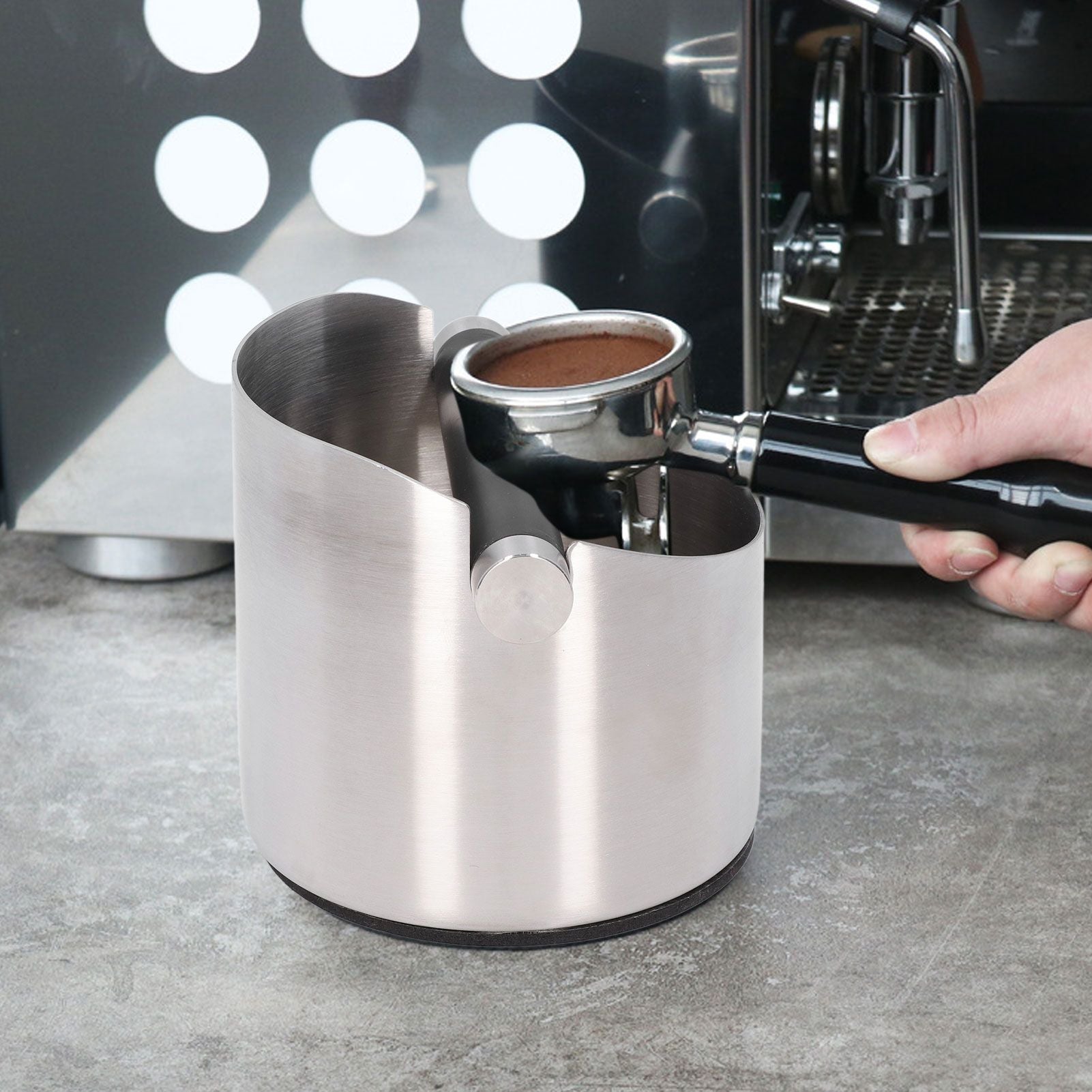 Coffee Grounds Bucket Stainless Steel Rubber Coffee Dump Bin for Home Restaurants BarsStainless Steel Small V1294-YM0523-3118220002811