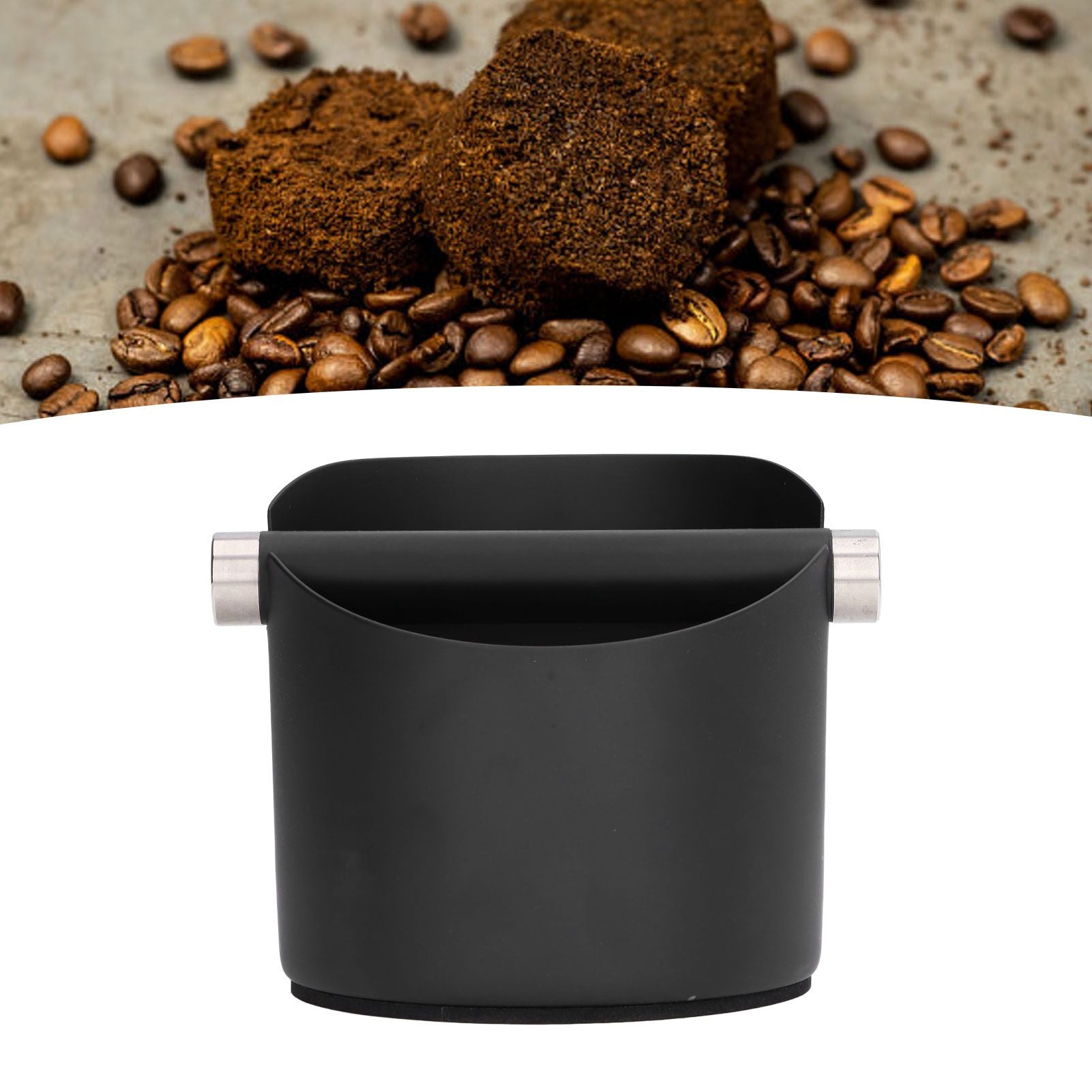 Coffee Grounds Bucket Stainless Steel Rubber Coffee Dump Bin for Home Restaurants BarsBlack Small (FC-04-2) V1294-YM0523-3118220002812