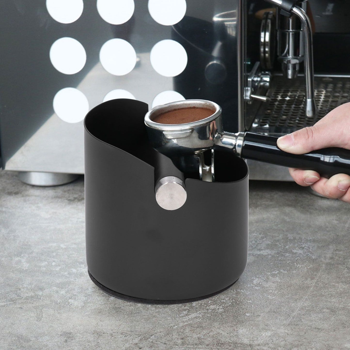 Coffee Grounds Bucket Stainless Steel Rubber Coffee Dump Bin for Home Restaurants BarsBlack Small (FC-04-2) V1294-YM0523-3118220002812