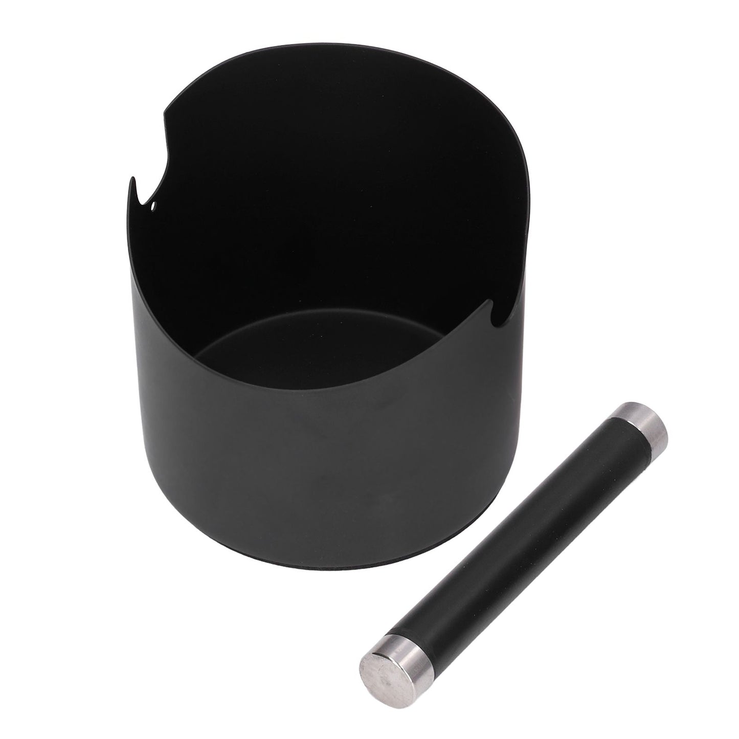 Coffee Grounds Bucket Stainless Steel Rubber Coffee Dump Bin for Home Restaurants BarsBlack Large (FC-05-2) V1294-YM0523-3118220002813