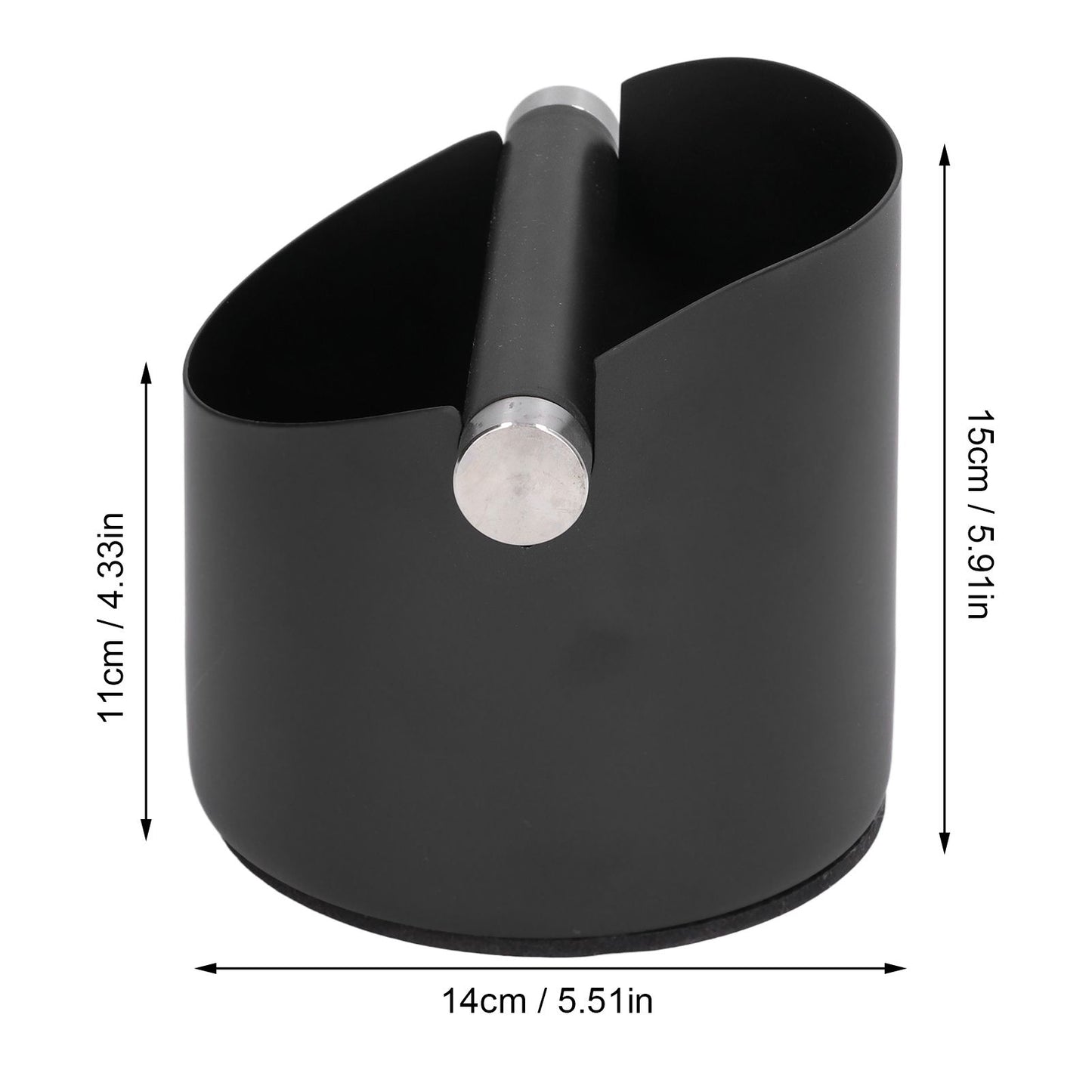 Coffee Grounds Bucket Stainless Steel Rubber Coffee Dump Bin for Home Restaurants BarsBlack Large (FC-05-2) V1294-YM0523-3118220002813
