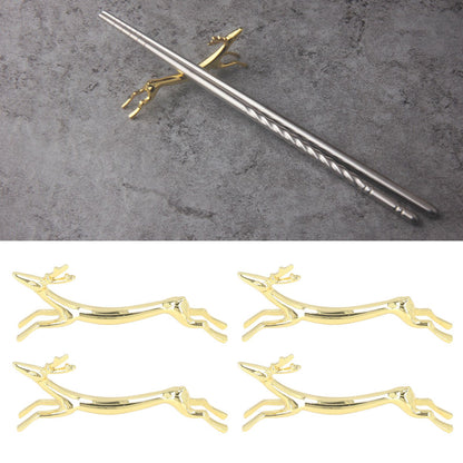4Pcs Chopstick Rest Smoother Surfaces Reusable Cute Animal Design Gold Chopstick Rest for Home Restaurant V1294-YM0523-3118220003912