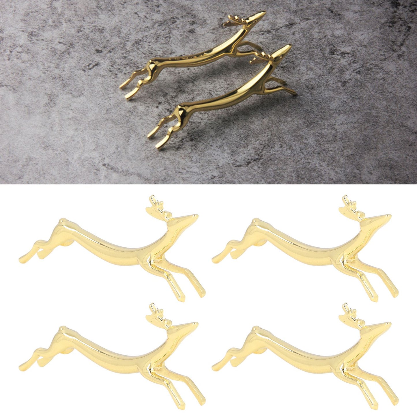 4Pcs Chopstick Rest Smoother Surfaces Reusable Cute Animal Design Gold Chopstick Rest for Home Restaurant V1294-YM0523-3118220003912